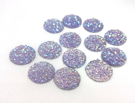 CA872 - 10 pcs Druzy Resin Embellishment Cabochons Purple Multicolor - 18mm - Dome Style