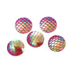 CA010 - 10 pcs Mermaid Fish Scales Resin Carved Embellishment Cabochons Pink Red Multicolor AB - 12mm