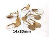 E578 - 10 pcs. (5 pairs) 304 Stainless Steel Gold Teardrop Earring Clips Lever Back Bezels Cabochons - 14mm x 10mm Glue Pad Setting - Drop