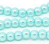 BD095 - 4mm Light Blue Glass Pearl Imitation Round Beads - 32 inch strand - Approx. 210 beads - Hole Size: 1mm