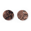 P2020 - 10 pcs. Snake Skin Animal Faux Leather Dangle Charms Pendants - Black and Brown - Circle - 24mm (0.95") - Double Sided