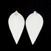 P034 - 10 pcs White Faux Leather Dangle Charms Pendants - Pinch Leaf - Silver Tone Jump Ring - 63mm (2.5") - Great for Earrings or Dangles!