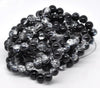BD255 - 10mm - 80 pcs Black Clear Crackle Glass Round Beads - 31.5 inch strand