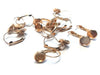 E459 - 10 pcs. Dull Gold Plated Earring Clips Settings Lever Back Bezels Cabochons - 8mm Glue Pad Setting