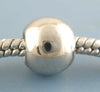 BD146 - 100 pcs Silver Tone Acrylic Smooth Ball Spacer Beads - 9mm - Large Hole: 4.8mm - Fits European Cords and Paracord!
