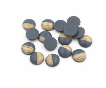 CA898 - 10 pcs Druzy Resin and Wood Embellishment Cabochons - Gray - 12mm - Dome Circle