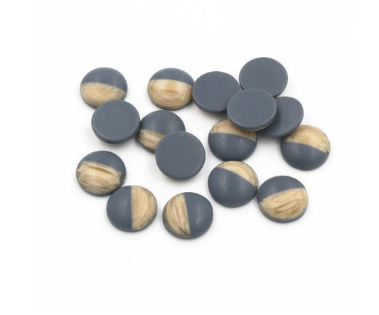 CA898 - 10 pcs Druzy Resin and Wood Embellishment Cabochons - Gray - 12mm - Dome Circle