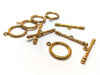 CL080 - 10 sets (20 pcs) Gold Plated Round Toggle Clasps with 37mm T Bar - Loop Diameter: 20mm