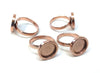 RB036 - 1 pc. 304 Stainless Steel Cabochon Setting Bezel RING bases - Ring Size 8 US - Glue Pad 12mm - Rose Gold - FLAT design