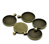 P667 - 5pcs. Antique Bronze Circle Round Bezel Cabochon Pendant Tags Trays - 30mm Glue Pad