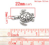 P1101 - 10 pcs. Antique Silver Turtle Tortoise Charms Pendants - 22x16mm