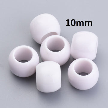 BD709 - 100 pcs White Smooth Acrylic Ball Spacer Beads - 10mm - Large Hole: 4.7mm - Fits European Cords and Paracord!