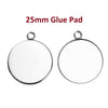 P1019 - 10 pcs. 304 Stainless Steel Circle Round Bezel Pendant Tags Trays - 25mm Glue Pad Setting - Single Loop - Silver Tone - Tarnish Resistant! Style A