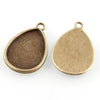 P1155 - 10 pcs. Antique Bronze Teardrop Bezel Cabochon Pendant Tags Trays - 25mm x 18mm Glue Pad - Setting - 25x18mm - 18x25mm