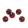 CA942 - 5 pcs Black and Red Polymer Clay Rhinestone Round Beads - 8mm - Hole Size: 1.3mm