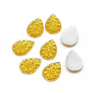 CA740B - 100 pcs Druzy Resin Embellishment Cabochons Yellow - 18mm x 13mm - Shimmer Style - Teardrop