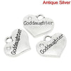 P2012 - 10 pcs. Antique Silver "Goddaughter" charm with rhinestone - 17mm X 14mm
