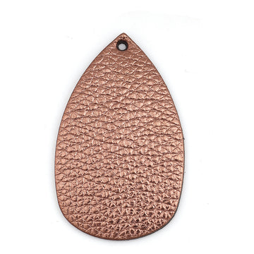 P1034 - 10 pcs. Metallic Brown Faux Leather Dangle Charms Pendants - Plump Teardrop - 58mm (2.3") - Great for Light Earrings! Double-Sided