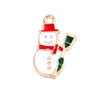 P1113 - 10 pcs. Gold Plated Enamel Snowman Christmas Charms Pendants - 21mm x 13mm - Hole Size: 1.4mm
