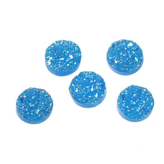 CA083 - 10 pcs Druzy Resin Embellishment Cabochons Sparkly Blue AB- 12mm (1/2 in)