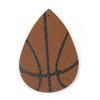 P216 - 10 pcs. Brown Basketball Ball Faux Leather Dangle Charms Pendants - Teardrop - Sports - 57mm (2.25") - Double-Sided