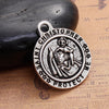 P408 - 2 pcs. Antique Silver Saint Christopher Circle "Protect" Charms Pendants - 29mm x 24mm ( 1 1/8" x 1") - Double