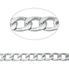 N112 - 2M (6.56 Ft) - Silver Tone Link Curved Chain - 13x9mm - Aluminum - Beveled - Flat