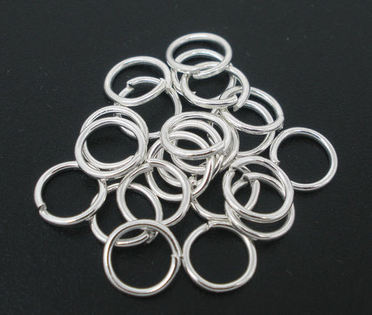 J190 - THICK - 200 pcs. Silver Plated Open Jump Rings - 8mm - 15 Gauge - HIGH QUALITY