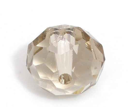 BD649 - 10 pcs. Champagne Brown Crystal Glass Faceted Rondelle Beads - 10mm - Hole Size: 1.4mm