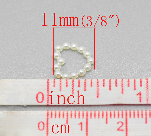 U023 - 500 pcs – 11mm x 11mm – Acrylic IVORY Pearl Love Heart Embellishments – Wedding Decoration, Hair Accessories, Purse Decor