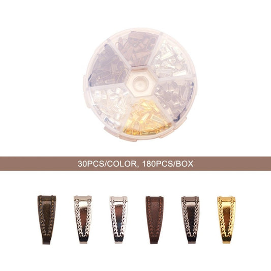 BA008 - 180 pcs. Assortment of Pinch Bails - 11mm x 4mm - 6 Colors: Silver Plated, Gold , Bronze, Copper, Gunmetal and Silver Tone