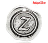 P085 - 5pcs. Antique Silver LARGE Letter "Z" Alphabet Letter - 18mm x18mm - Wax Design