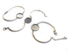B085 - 2 pcs. 316 Stainless Steel Silver Tone Bezel Cabochon Bracelets - 20mm Glue Pad - with Extender Chain