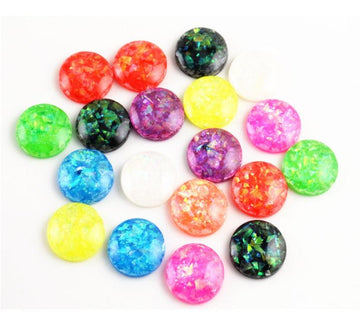 CA971 - 10 pcs Resin Round Embellishment Circle Cabochons Mosaic Foil - Assortment - 16mm