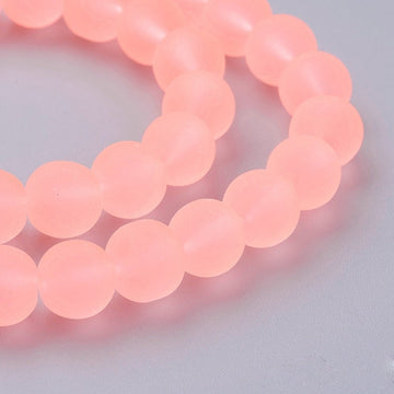 BD601 - 8mm Peach Pink Frosted Glass Round Beads - 15" strand (40cm) - Approx 52 beads per strand - Hole Size: 1.3mm