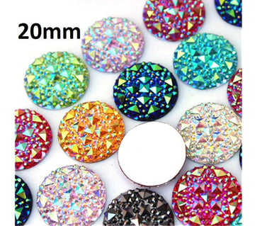 CA873 - 10 pcs Druzy Resin Embellishment Cabochons - Multicolor Assortment - 20mm - Shimmer Style