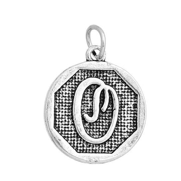 P105 - 4 pcs. Antique Silver LARGE Letter "O" Alphabet Letter Charm Pendant - 23mm x 20mm - Stamped Design