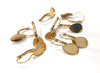 E578 - 10 pcs. (5 pairs) 304 Stainless Steel Gold Teardrop Earring Clips Lever Back Bezels Cabochons - 14mm x 10mm Glue Pad Setting - Drop
