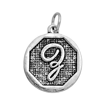 P121 - 4 pcs. Antique Silver LARGE Letter "Z" Alphabet Letter Charm Pendant - 23mm x 20mm - Stamped Design