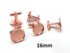 CU045 - Lot of 10 Rose Gold Plated Cuff Links (5 pairs) - 16mm Glue Pad Bezel Setting - Made of Copper
