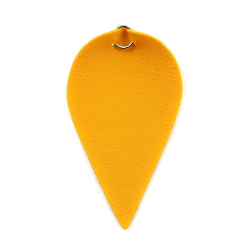 P035 - 10 pcs Yellow Mustard Faux Leather Dangle Charms Pendants - Pinch Leaf - Silver Tone Jump Ring - 63mm (2.5") - Great for Earrings or Dangles