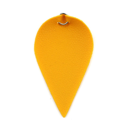 P035 - 10 pcs Yellow Mustard Faux Leather Dangle Charms Pendants - Pinch Leaf - Silver Tone Jump Ring - 63mm (2.5") - Great for Earrings or Dangles