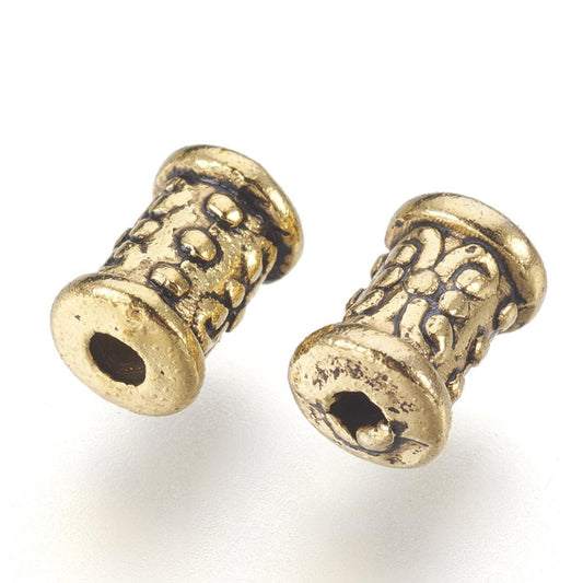 BD764 - 100 pcs Antique Gold Tube Carved Spacer Beads - 7mm x 5mm - Hole Size: 2mm