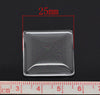 CA765 - 10 pcs. Square Clear Glass Dome Seals Tiles - 25mm (1 in) - THICK