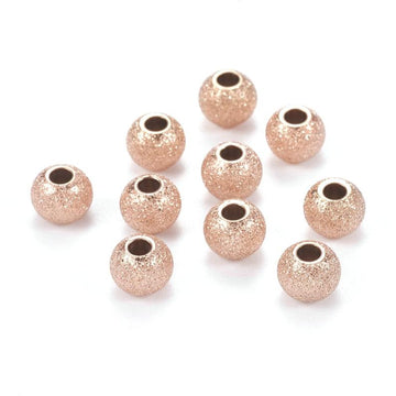 BD610 - 6mm - 10 pcs. 304 Stainless Steel Rose Gold Stardust Ball Spacer Beads - Hole Size: 2mm