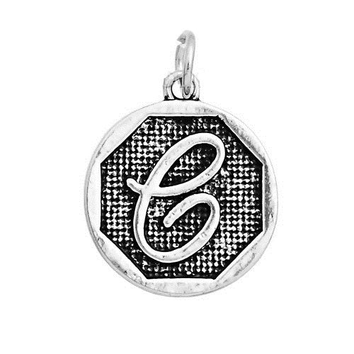P127 - 4 pcs. Antique Silver LARGE Letter "C" Alphabet Letter Charm Pendant - 23mm x 20mm - Stamped Design