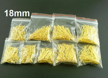 A052 - 100 pcs. Gold Plated Flat Head Pins - 18mm - 21 Gauge