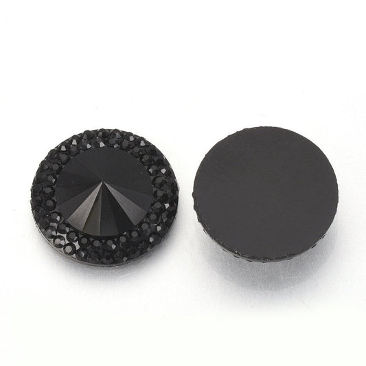 CA604 - 10 pcs Resin Embellishment Druzy Cabochons Black - 30mm (1.18 inch)