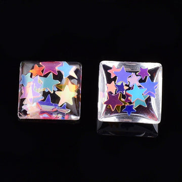 CA775 - 10 pcs Druzy Resin Embellishment Cabochons Glitter - 12mm (1/2 in) - Square - Stars