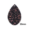P2036 - 10 pcs. Black Multicolor Glitter Faux Leather Dangle Charms Pendants - Teardrop - 39mm (1.53") - Great for Light Earrings and Dangles!